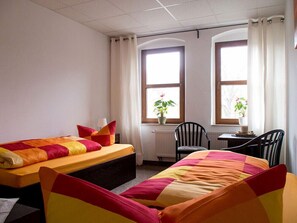 Desk, free WiFi, bed sheets