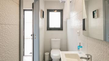 Departamento, 1 habitación | Baño | Regadera, secadora de cabello, toallas