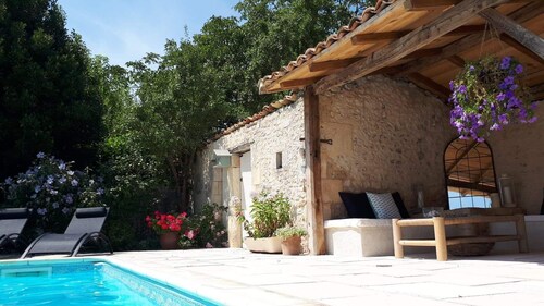 Beautifully restored Charentaise house with private pool and stunning views