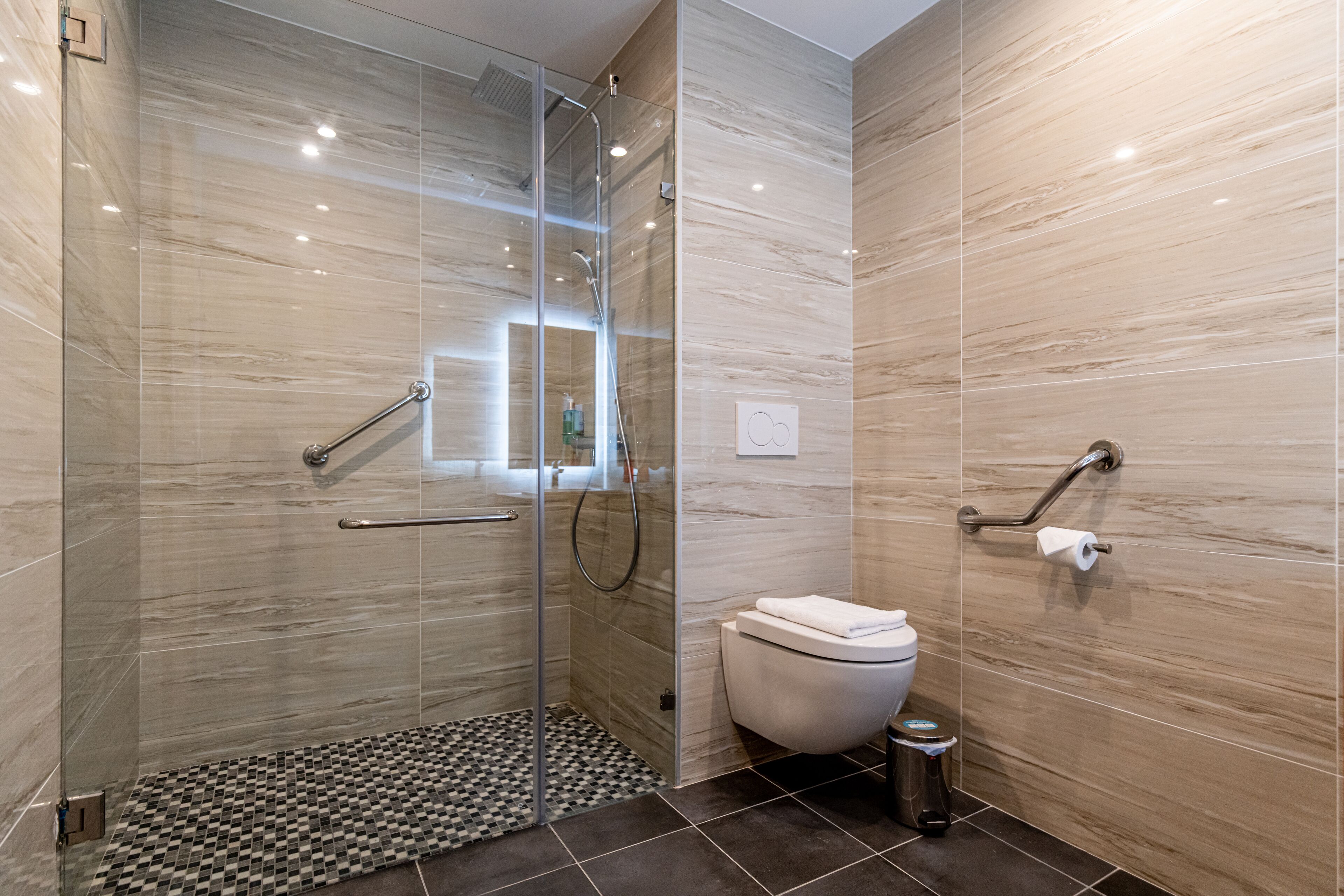 superior double or twin room | bathroom | shower, rainfall showerhead, designer toiletries, hair dryer