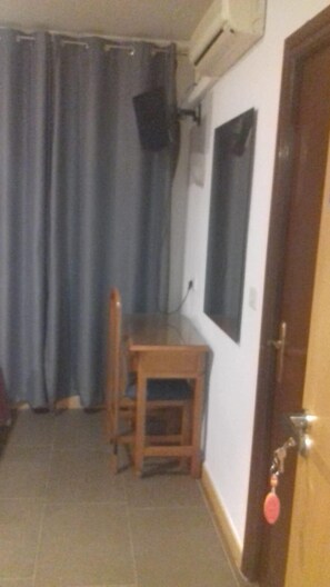 Desk, free WiFi, bed sheets