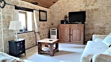 Télévision, table de tennis de table, livres, médiathèque