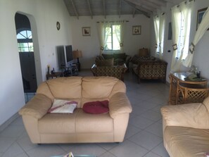 Smart TV, DVD player, music library, stereo