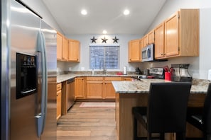 Fridge, microwave, oven, dishwasher