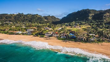 On the beach, beach towels