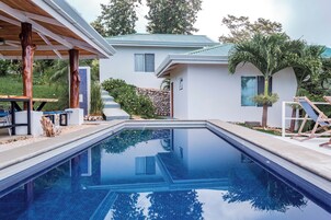 Outdoor pool, sun loungers