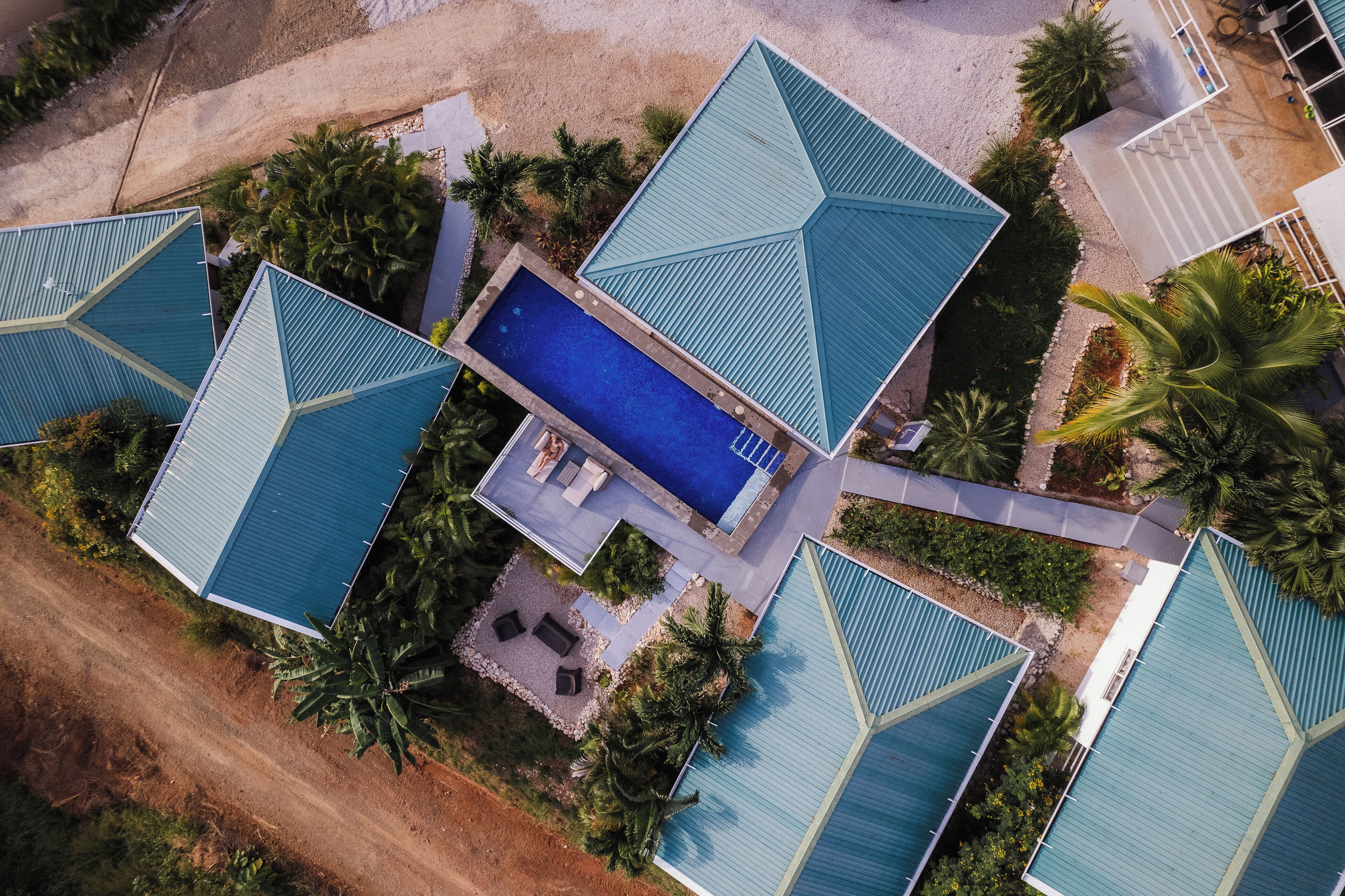 Outdoor pool, sun loungers