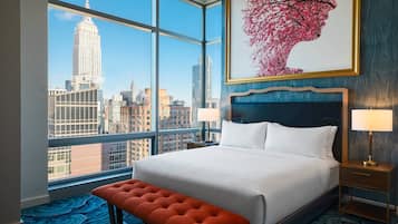 Premium bedding, down duvets, in-room safe, desk