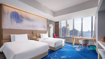 Club Room, 2 Double Beds, City View | Minibar, in-room safe, desk, laptop workspace