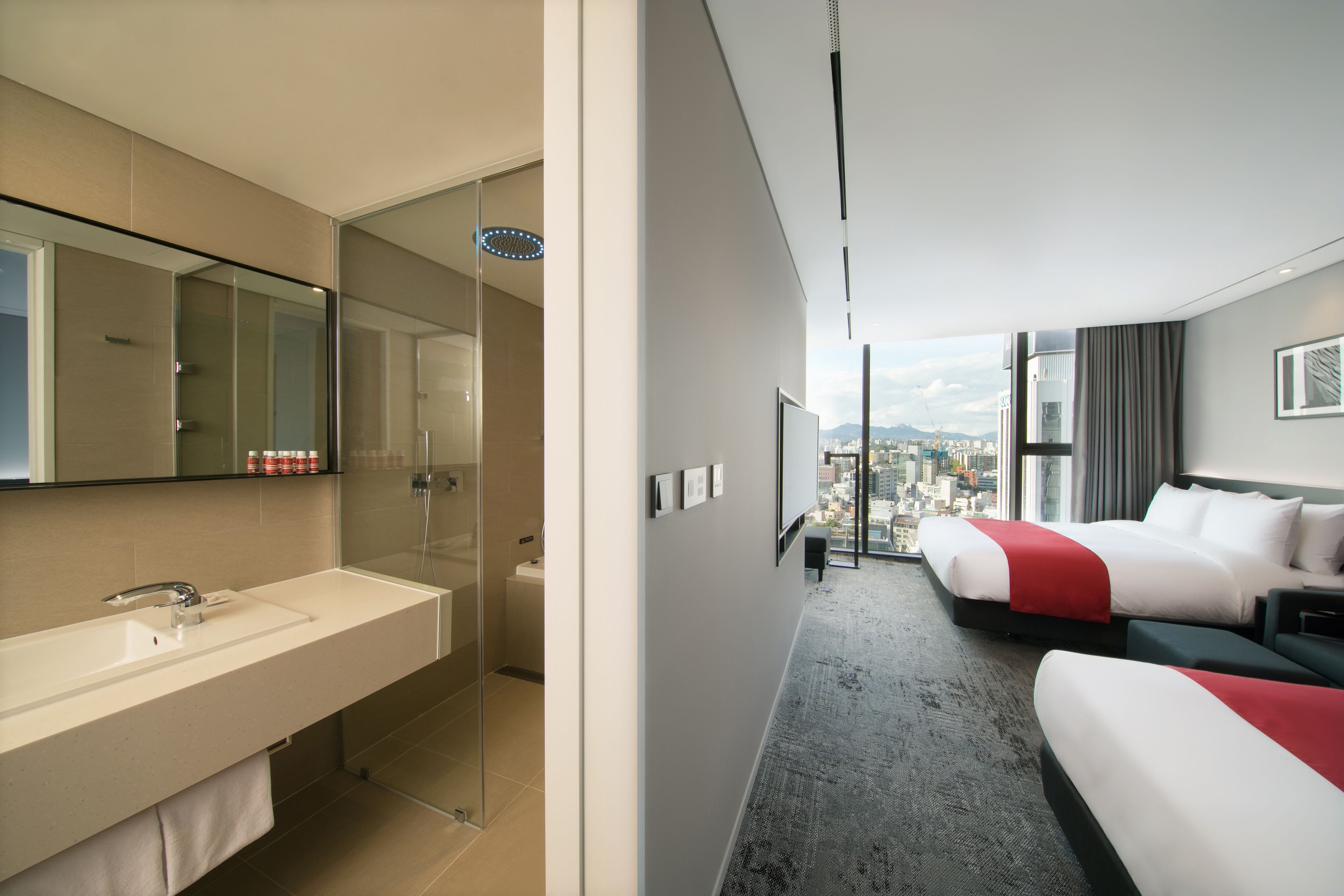 suite, 2 double beds, non smoking | bathroom | hair dryer, bathrobes, slippers, bidet