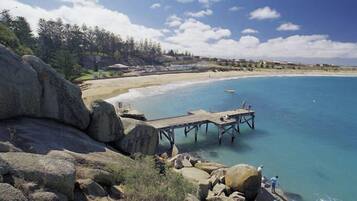 Beach nearby, sun-loungers