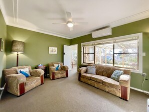 Flat-screen TV, DVD player