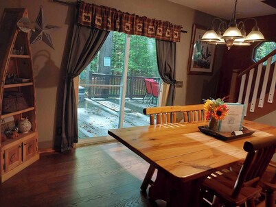 AFrame Cabin w/Acreage-Hamlin Lake-Hot Tub-Kayaks-Firepit-Dogs okay! No Fees!