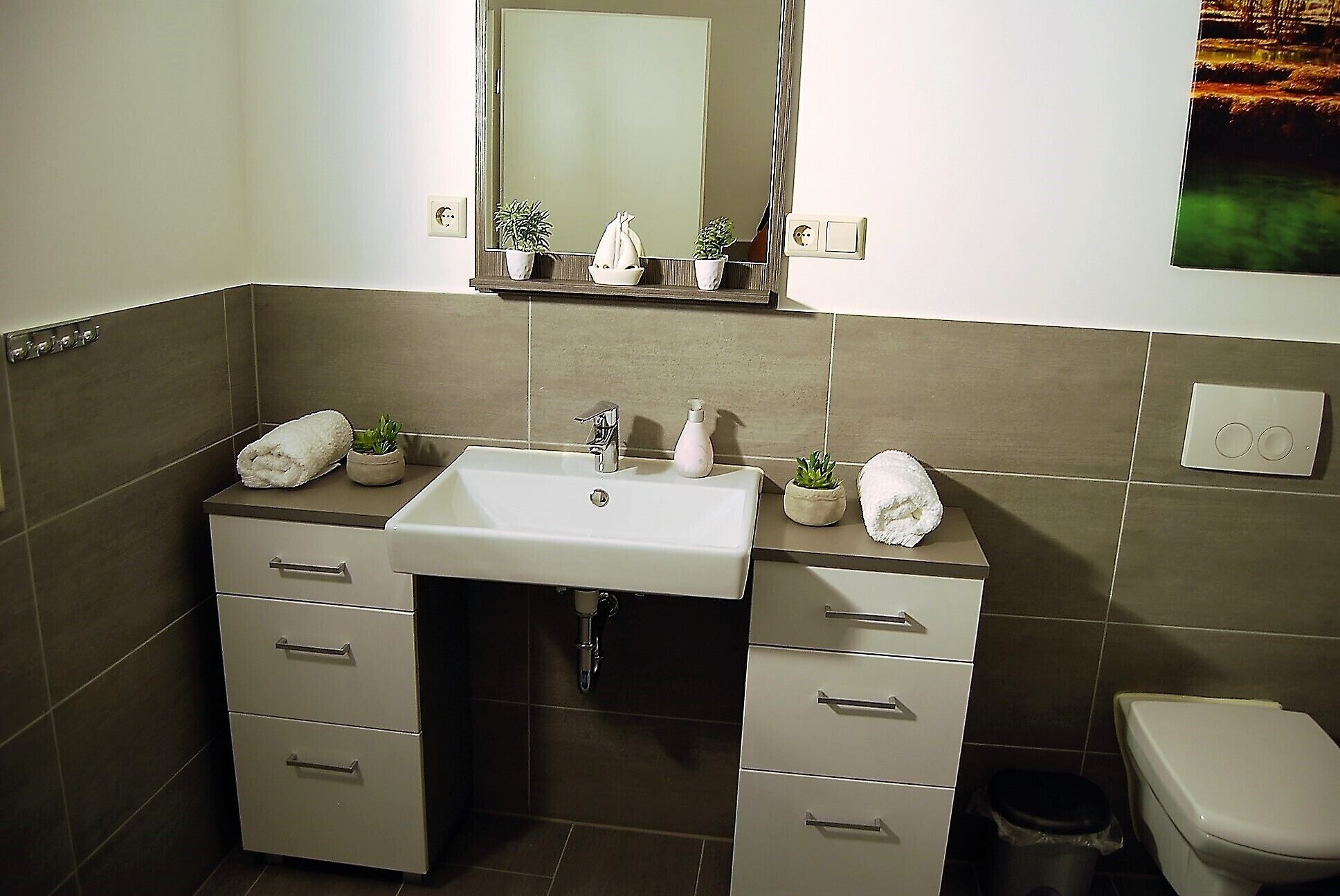 Dusche, Haartrockner, Handtücher