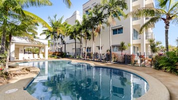 Outdoor pool, sun loungers