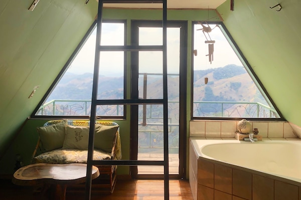 Enjoy sky-high views from the second floor bedroom and loft bed