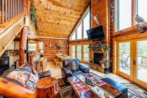 Smart TV, fireplace, DVD player, foosball