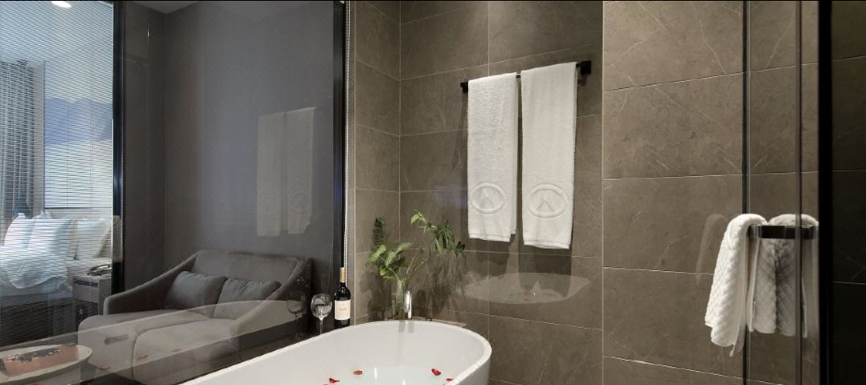 free toiletries, hair dryer, slippers, towels