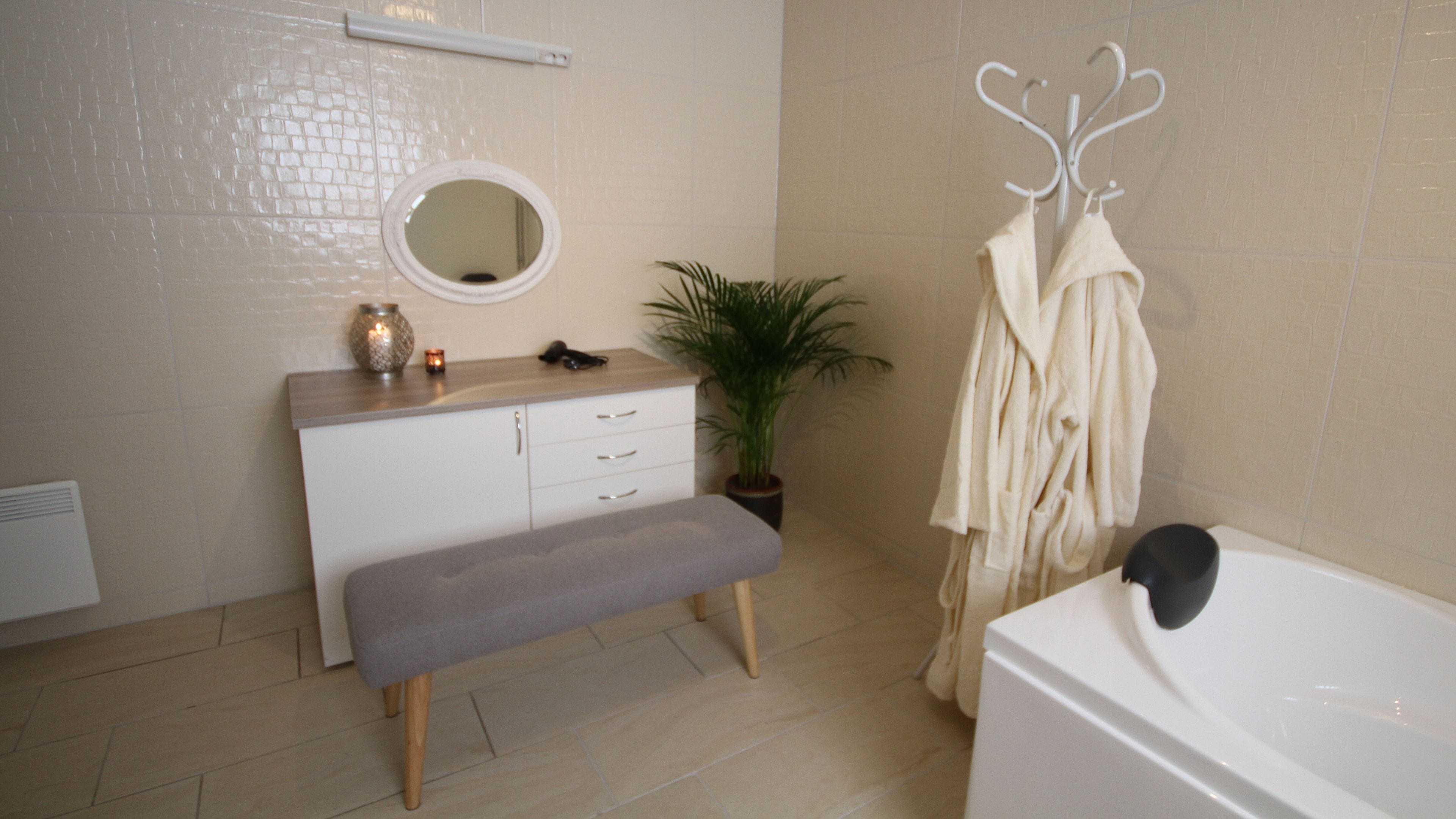 free toiletries, hair dryer, towels