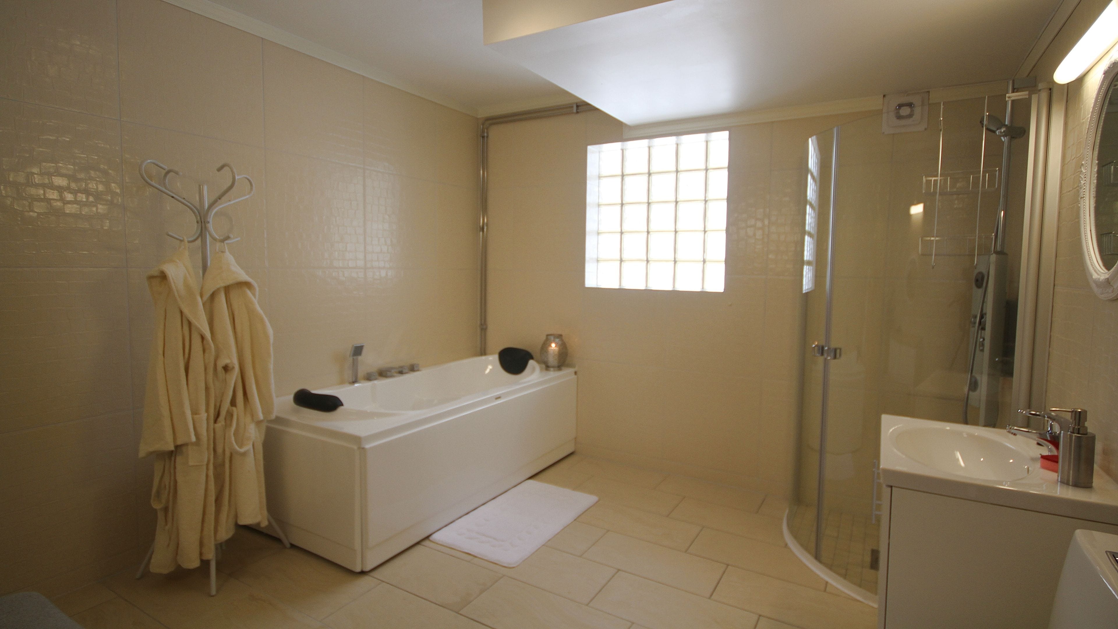 free toiletries, hair dryer, towels