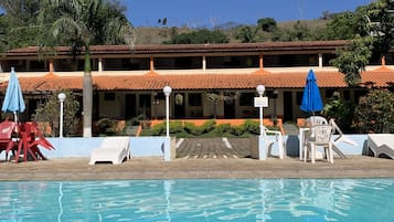 Outdoor pool, sun loungers