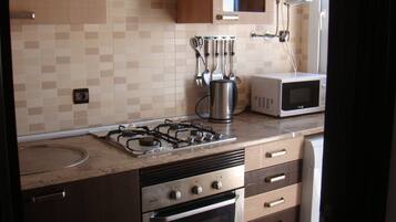 Apartment, 1 Bedroom | Private kitchen | Fridge, microwave, oven, stovetop