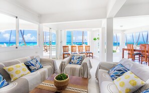 Deluxe Apartment, Balcony, Ocean View | Living area | Flat-screen TV, fireplace - Best Family Vacation Apartment for Rent (Punta Cana)