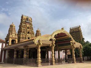 A temple with intricate carvings and multiple towers. - Subhas Hotel (Jaffna)