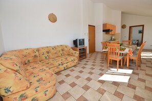 Apartment, Sea View | Living area | TV - Apartments Mondo - Adults Only (Novalja)