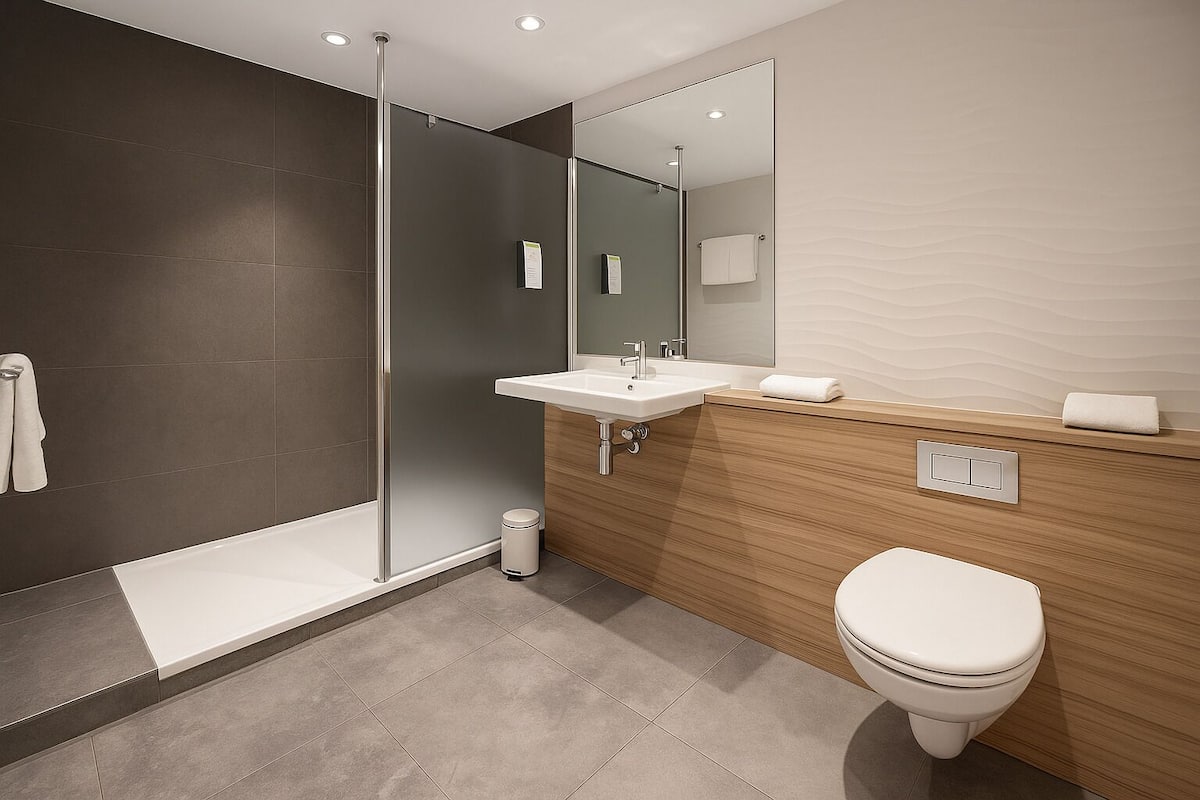 shower, eco-friendly toiletries, towels