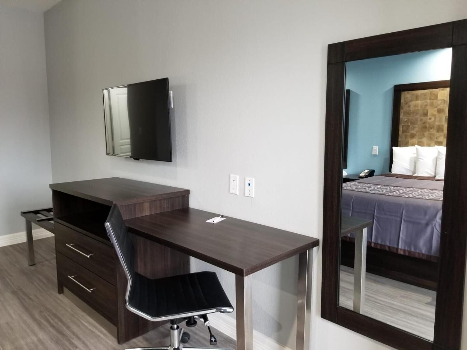 individually decorated, individually furnished, desk, blackout curtains