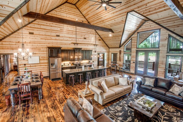 TV, fireplace, video games, table football