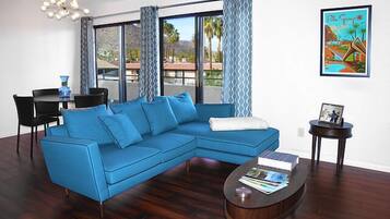 TV, DVD player, books, music library