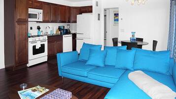 TV, DVD player, books, music library