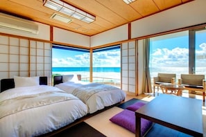 Traditionele Twin kamer, niet-roken, uitzicht op zee (Japanese Style) | Beddengoed