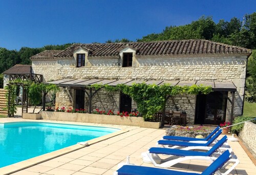 Family holiday home in rural France with large pool and far reaching views