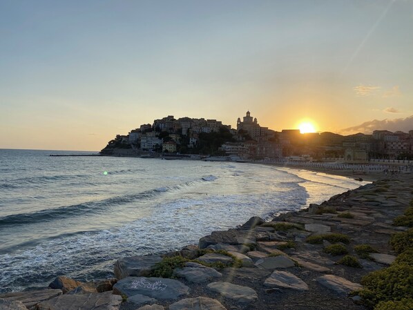 Beach nearby, sun-loungers