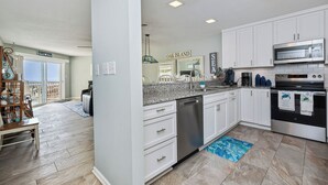 Coffee/tea maker, fridge, microwave, oven - SSV 207: Oceanfront Condo with Pool and Views! (Oak Island)