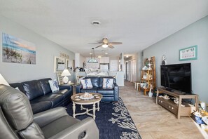TV, DVD player, books - SSV 207: Oceanfront Condo with Pool and Views! (Oak Island)