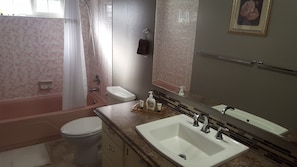 Secadora de cabello, toallas, jabón, shampoo 