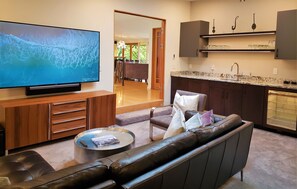 Smart TV, books, video library, stereo