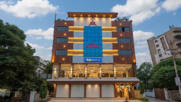 A modern hotel building with a prominent sign for "Hotel Ramadan" and "Fob Hotels". - FabHotel Rajnandani Residency - Bhanwarkuan (Indore)