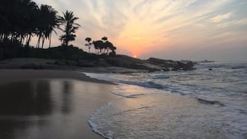 On the beach, white sand