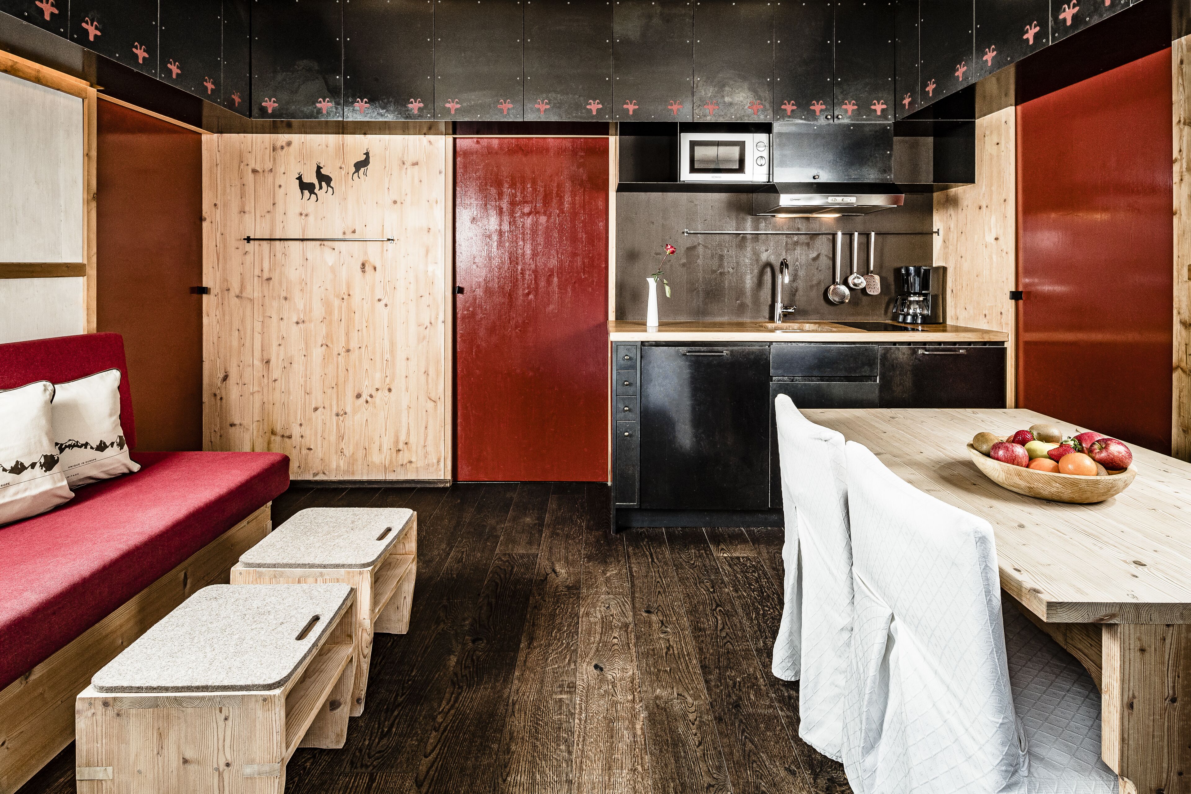 Deluxe Mobile Home, 2 Bedrooms (Dolomites Lodge) | Private kitchen | Fridge, microwave, stovetop, dishwasher