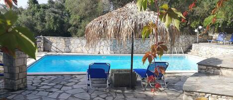 Outdoor pool, pool loungers