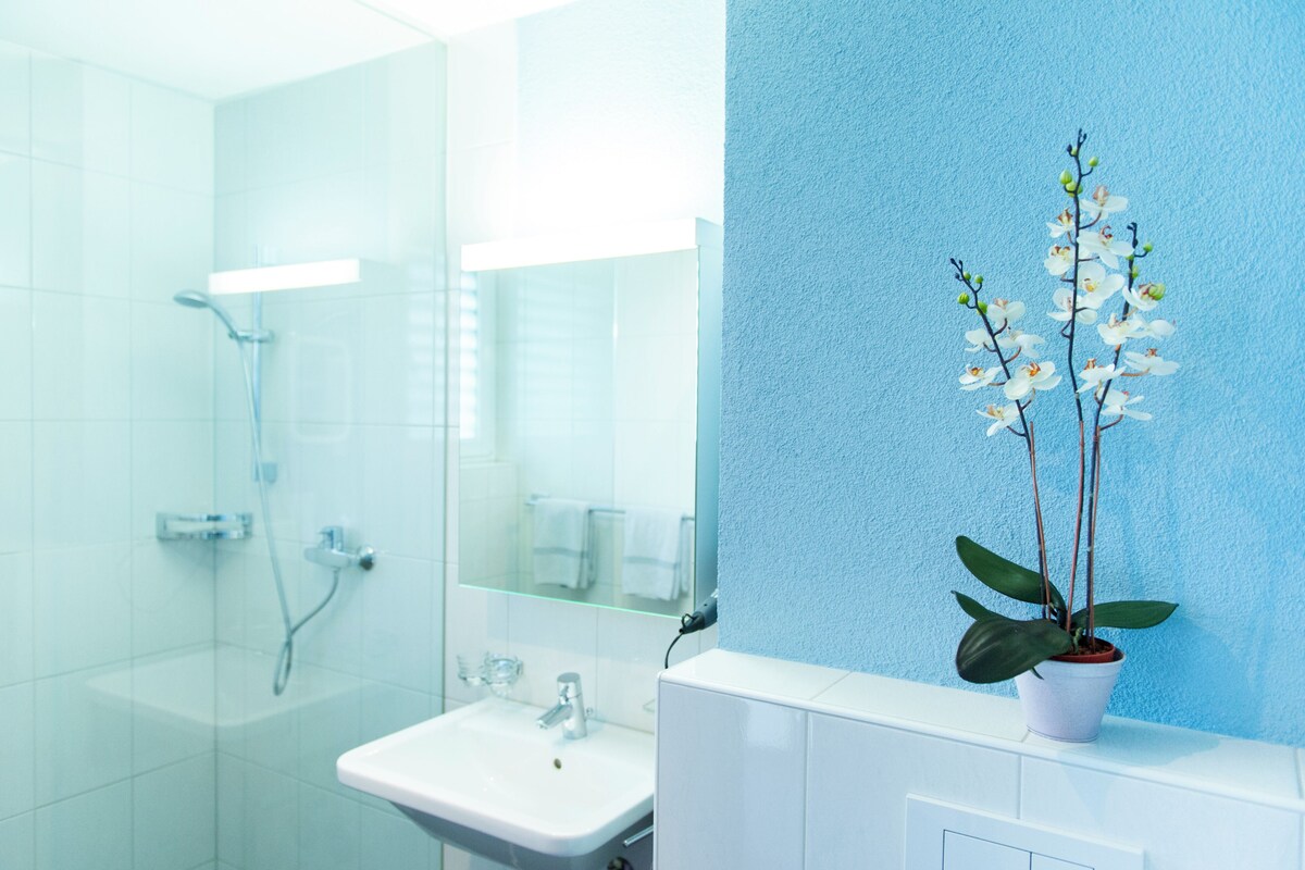 Apartment, Garden View | Bathroom | Shower, free toiletries, hair dryer, towels