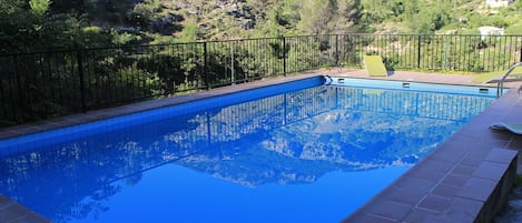 Outdoor pool, pool loungers