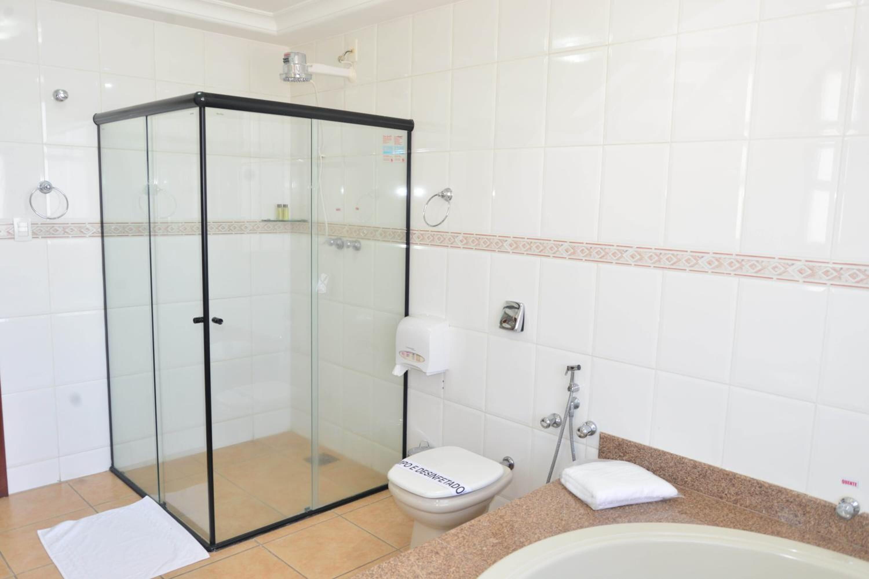 shower, rainfall showerhead, towels