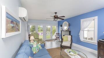 Flat-screen TV, DVD player