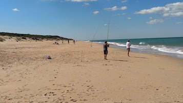 Beach nearby, sun loungers